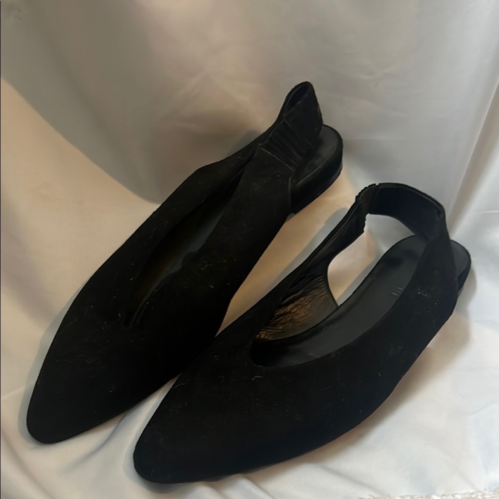 Everlane Black Suede Slingback Flats
